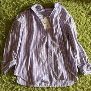 Zara - Striped Lavender Top